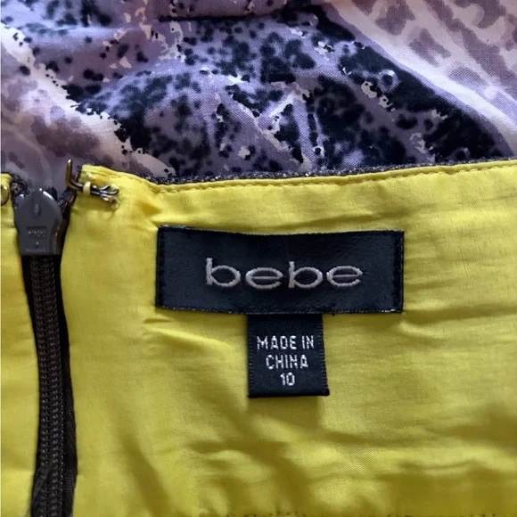 bebe Brown & Neon Green Fitted Flare Y2K Skirt - Picture 3 of 5